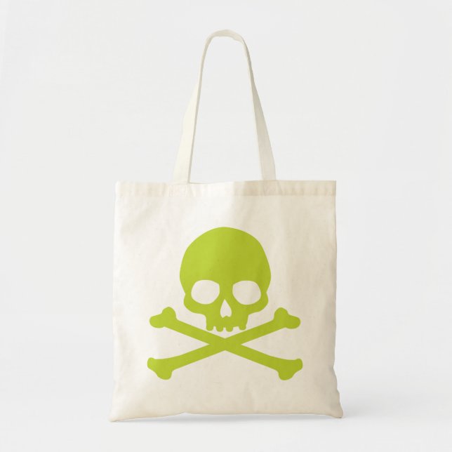 Green Simple Skull und Crossbones Tragetasche (Vorne)