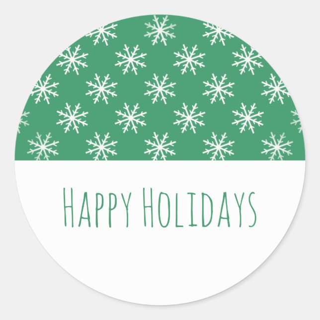 Green Simple Snowflake Holiday Stickers (Vorderseite)