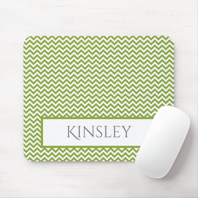 Green Simple Zickzack Personalisiert Mouse Pad Mousepad (Mit Mouse)