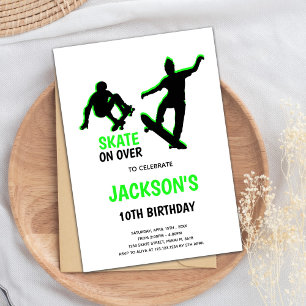 Green Skateboards Invitations