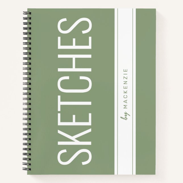 Green Sketchbook Large Print Title Individuelle Na Notizbuch (Vorderseite)