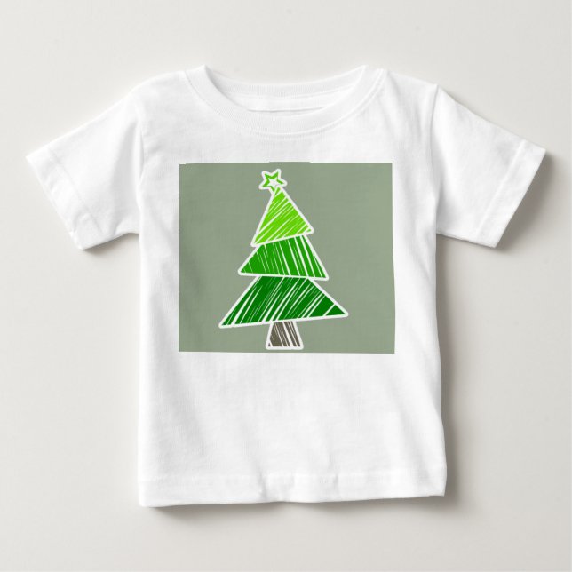 Green Sketchy Christmas Tree Säugling T - Shirt (Vorderseite)