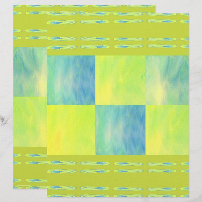 Green Skies Tiles Scrapbook Paper 2-Sided Page (Vorne/Hinten)