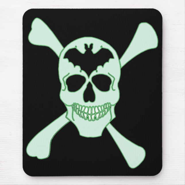 Green Skull And Crossbones Mouse Pad Mousepad (Vorne)
