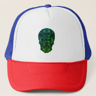 Green Skull Art Trucker Hat Truckerkappe