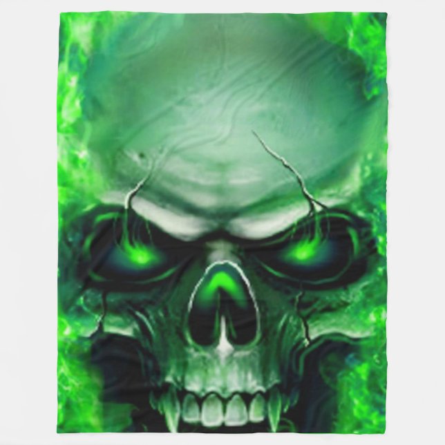 GREEN SKULL FLEECEDECKE (Vorderseite)