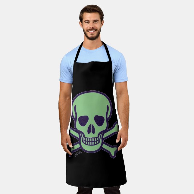 Green Skull Männer Koch Schürze (Getragen)