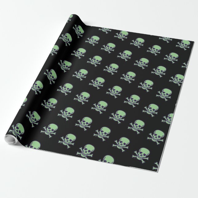 Green Skull schwarz glänzende Packpapier (Ungerollt)