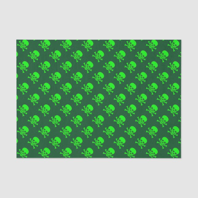 Green Skull und Crossbones Muster Seidenpapier (Vorderseite)
