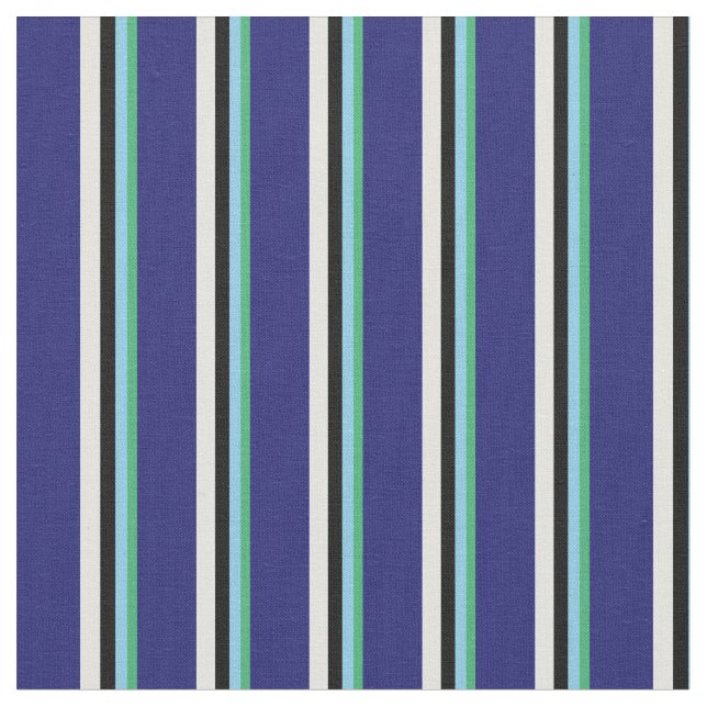Green, Sky Blue, Black, Light Cyan & Midnight Blue Stoff (Nahaufnahme)