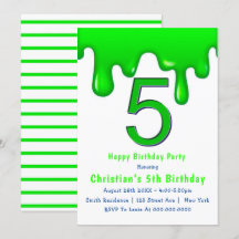 Green Slime 5. Geburtstag Einladungen