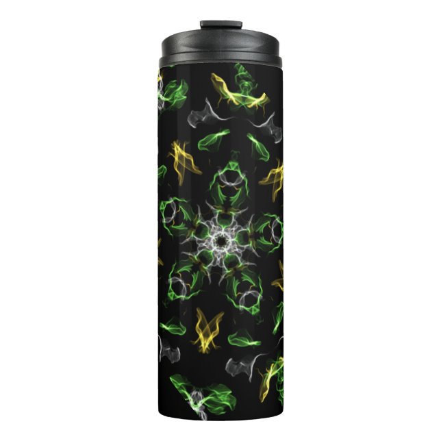 Green Smoke Mandala Design Thermosbecher (Vorderseite)