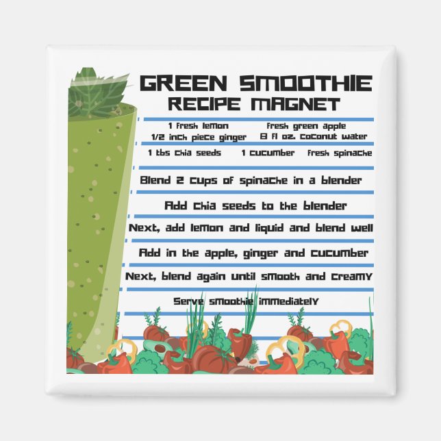 Green Smoothie Recipe Kühlschrank Magnet  (Vorne)