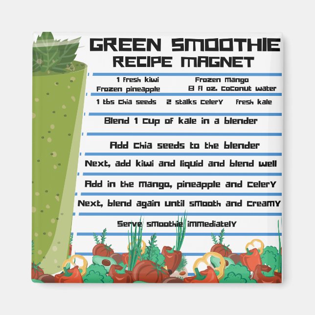Green Smoothie Recipe Kühlschrank Magnet (Vorne)