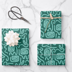 Green Snake Pattern Geschenkpapier Set