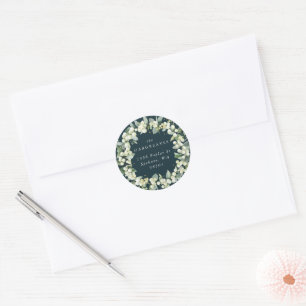 Green Snowberry+Eucalyptus Holiday Wreath Adresse Runder Aufkleber