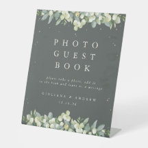 Green Snowberry+Eucalyptus Wedding Foto GuestBook