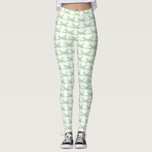 Green Snowflake Airplane - Leggings