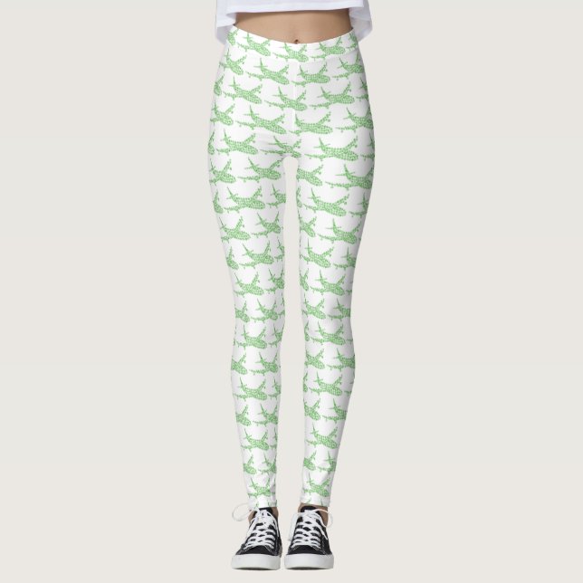 Green Snowflake Airplane - Leggings (Vorderseite)