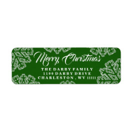 Green Snowflake Joyeux Étiquette de Noël