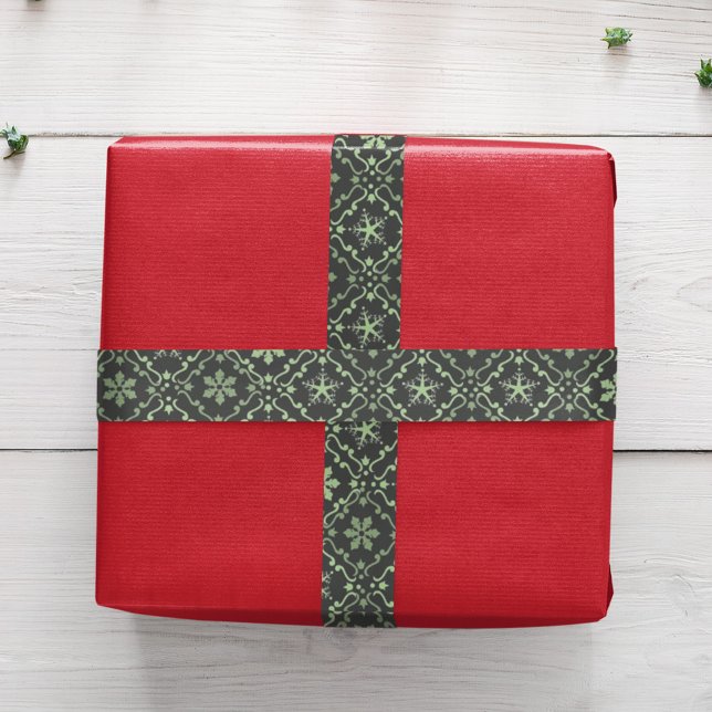 Green Snowflake Muster Weihnachten Satinband (Green snowflake pattern ribbon)