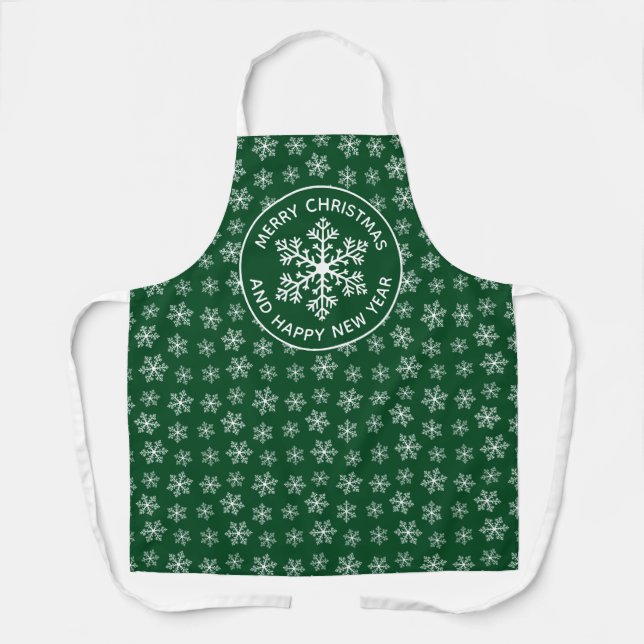 Green Snowflake Pattern Schürze (Vorderseite)