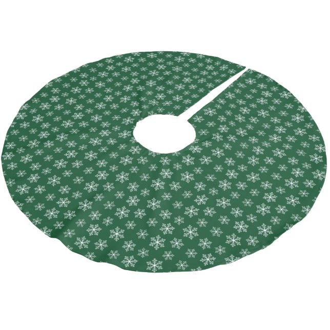 Green Snowflake Tree Skirt Polyester Weihnachtsbaumdecke (Schrägansicht)
