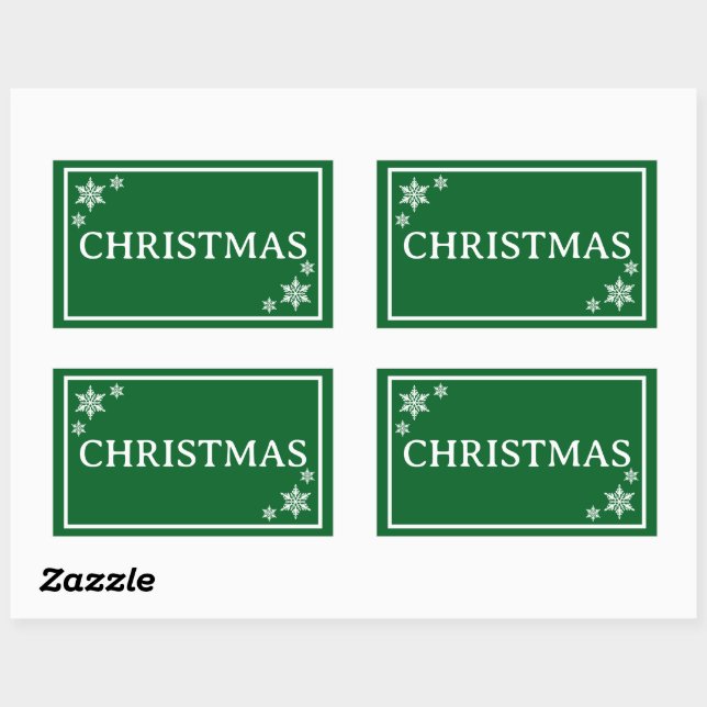 Green Snowflakes Simple Christmas Word Rechteckiger Aufkleber (Blatt)