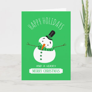 Green Snowman, Christmas Greeting Karte