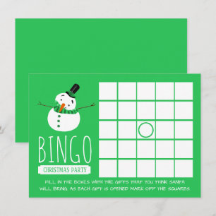 Green Snowman, Christmas Party Bingo Einladung