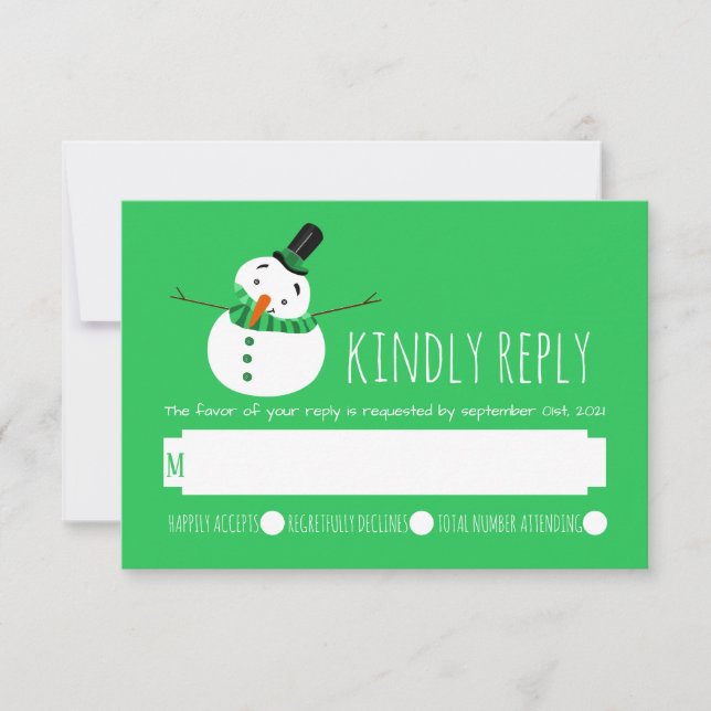 Green Snowman UAWG RSVP Karte (Vorderseite)