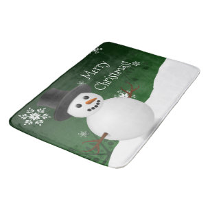 Green Snowman Winter Szene Weihnachtsbadematte Badematte