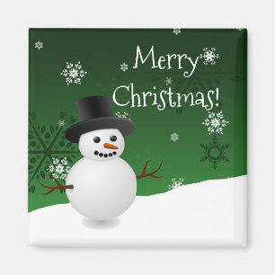 Green Snowman Winterlandschaft Weihnachtsmagnet Magnet