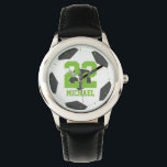 Green Soccer Ball Jersey Nummer Armbanduhr<br><div class="desc">Sportliches Design perfekt für Jungs und Mädchen jeden Alters.</div>