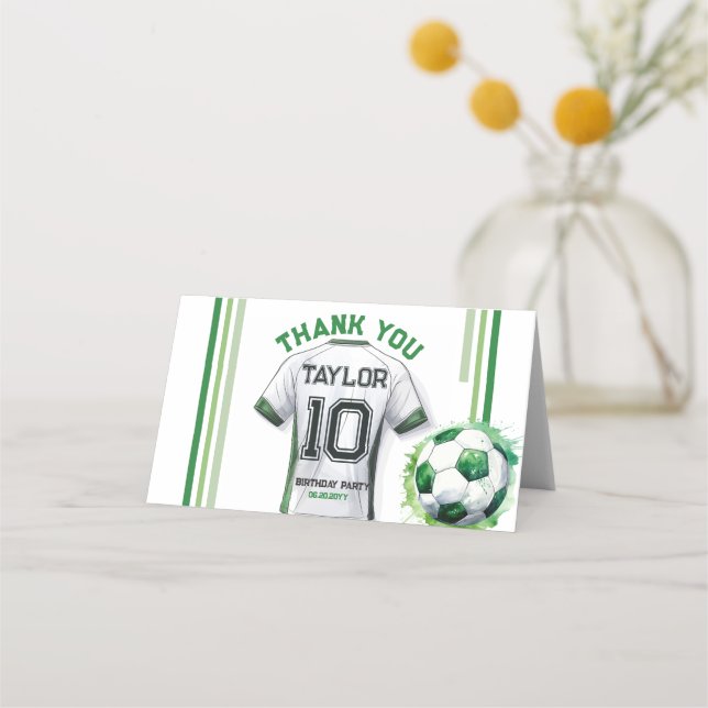 Green Soccer Sports Boy Jersey Kinder Danke Karte (Vorderseite)