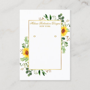 Green Sonnenblumen Gold Earring Display Card Visitenkarte