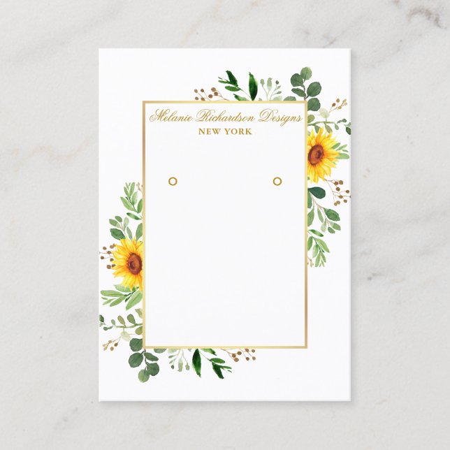 Green Sonnenblumen Gold Earring Display Card Visitenkarte (Vorderseite)