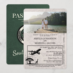 Green South Africa Pass Wedding Einladung