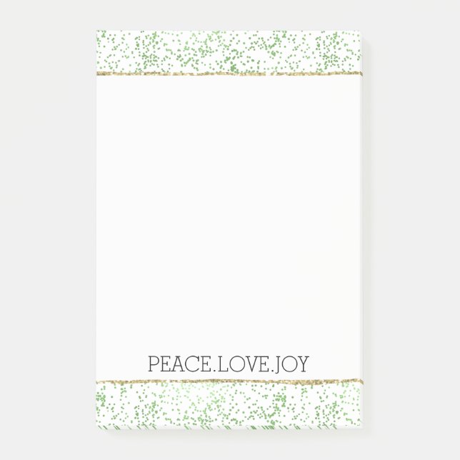 Green Sparkle Dots Gold Glitz     Post-it Klebezettel (Vorderseite)