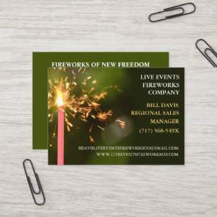 Green Sparkler Juli 4. Store Sales Fireworks Visitenkarte