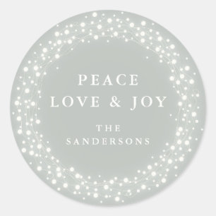 Green Sparkling Lights Peace Liebe+Jochen Weihnach Runder Aufkleber