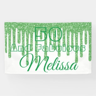Green Sparkly 50 Et Fabuleuse Bannière Anniversair