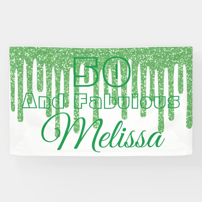 Green Sparkly 50 Et Fabuleuse Bannière Anniversair (Horizontal)