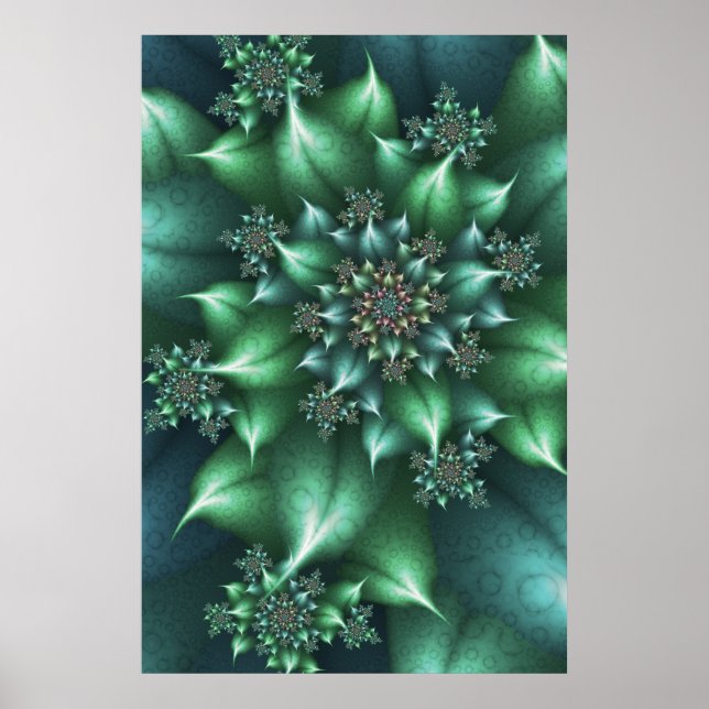 Green Spiky Floral Poster (Vorne)