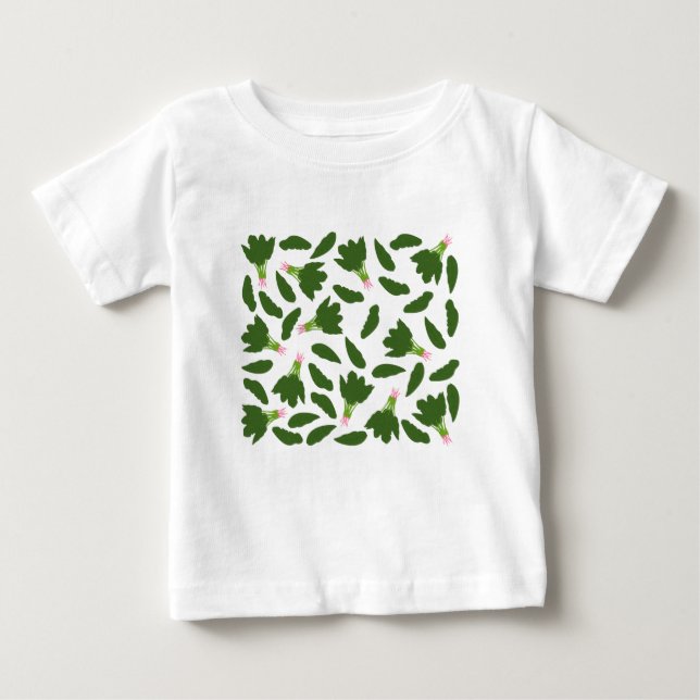 Green Spinach Blätter Muster Baby T-shirt (Vorderseite)