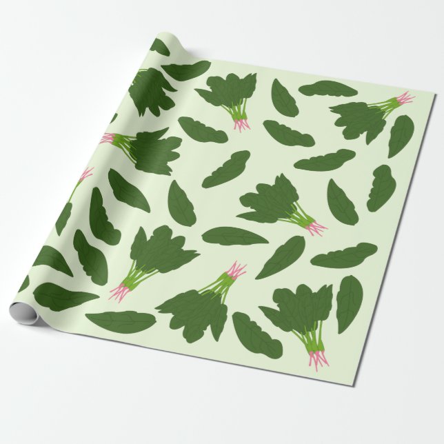 Green Spinach Blätter Muster Geschenkpapier (Ungerollt)