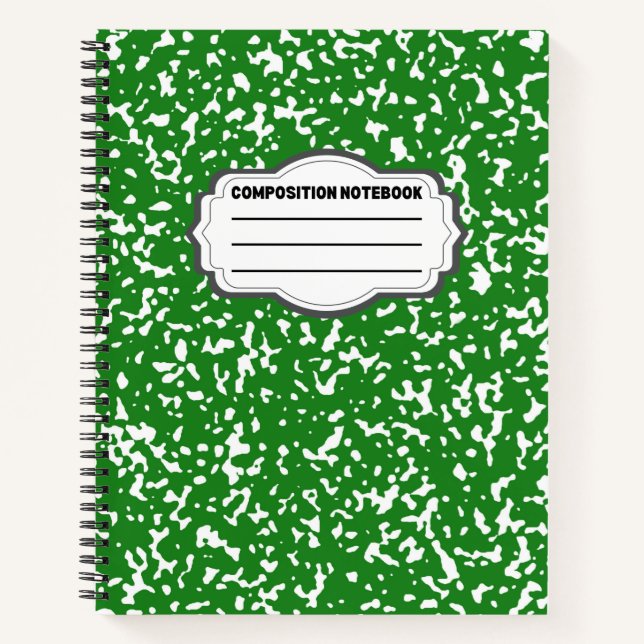 Green Spiral Graph Paper Komposition Notebook  Notizbuch (Vorderseite)