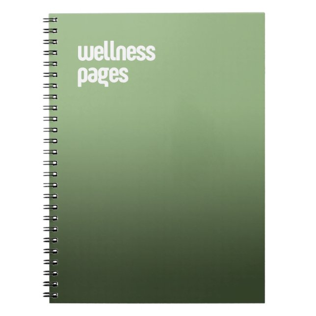Green Spiral Notebook - "Wellness Pages" Journal Notizblock (Vorderseite)