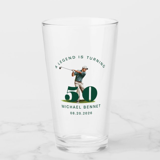 Green Sport Golfer 50th Birthday Glas (Vorderseite)