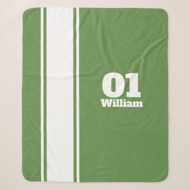 Green Sport Stripe Monogram Sherpa Blanket Sherpadecke (Vorderseite)